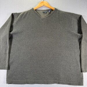 Vintage Cherokee Brand Mens V Neck Long Sleeve Olive Green Casual Sweater Size L